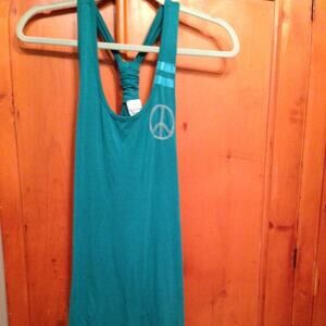 NEW TEAL COTTON SUNDRESS W/ PEACE SIGN-FESTIVALS!!